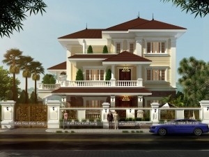 Thiết kế biệt thự 3 tầng mái Nhật tại Thái Nguyên