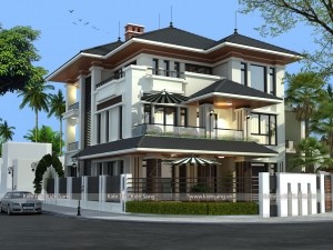 Thi công biệt thự 3 tầng hiện đại tại Quảng Bình